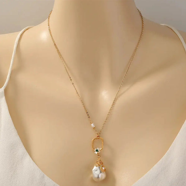 Lovcia Fashion Women's Pearl Earrings Pendant Necklace-Necklaces-NE902-NE902