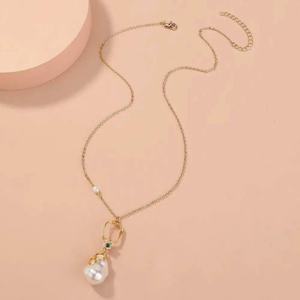 Lovcia Fashion Women's Pearl Earrings Pendant Necklace-Necklaces-NE902-NE902