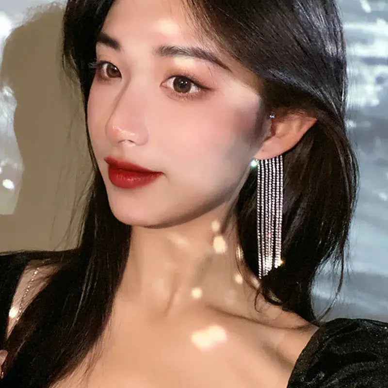 Lovcia Fashionable And Simple Long Tassel Earrings-Earrings-Gold one pair-Gold one pair