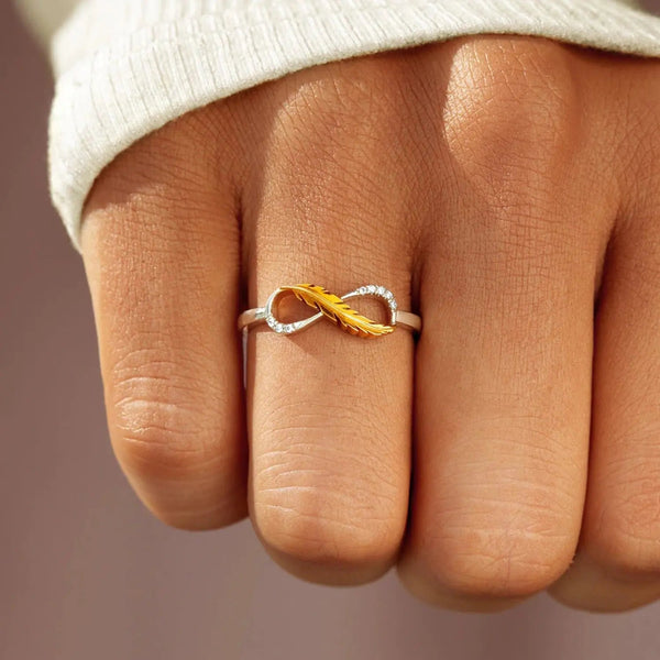 Lovcia Feather 925 Sterling Silver Zircon Ring-Rings-Gold-6-Gold