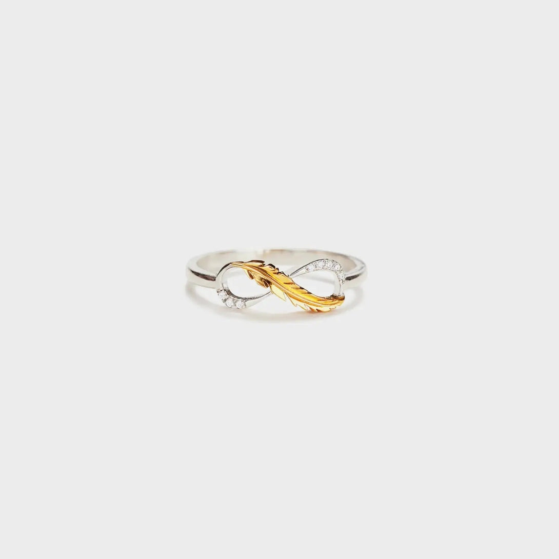 Lovcia Feather 925 Sterling Silver Zircon Ring-Rings-Gold-6-Gold