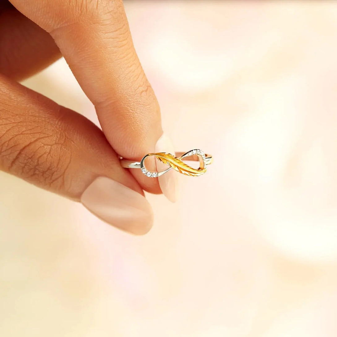 Lovcia Feather 925 Sterling Silver Zircon Ring-Rings-Gold-6-Gold