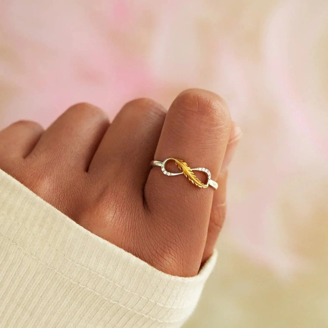 Lovcia Feather 925 Sterling Silver Zircon Ring-Rings-Gold-6-Gold