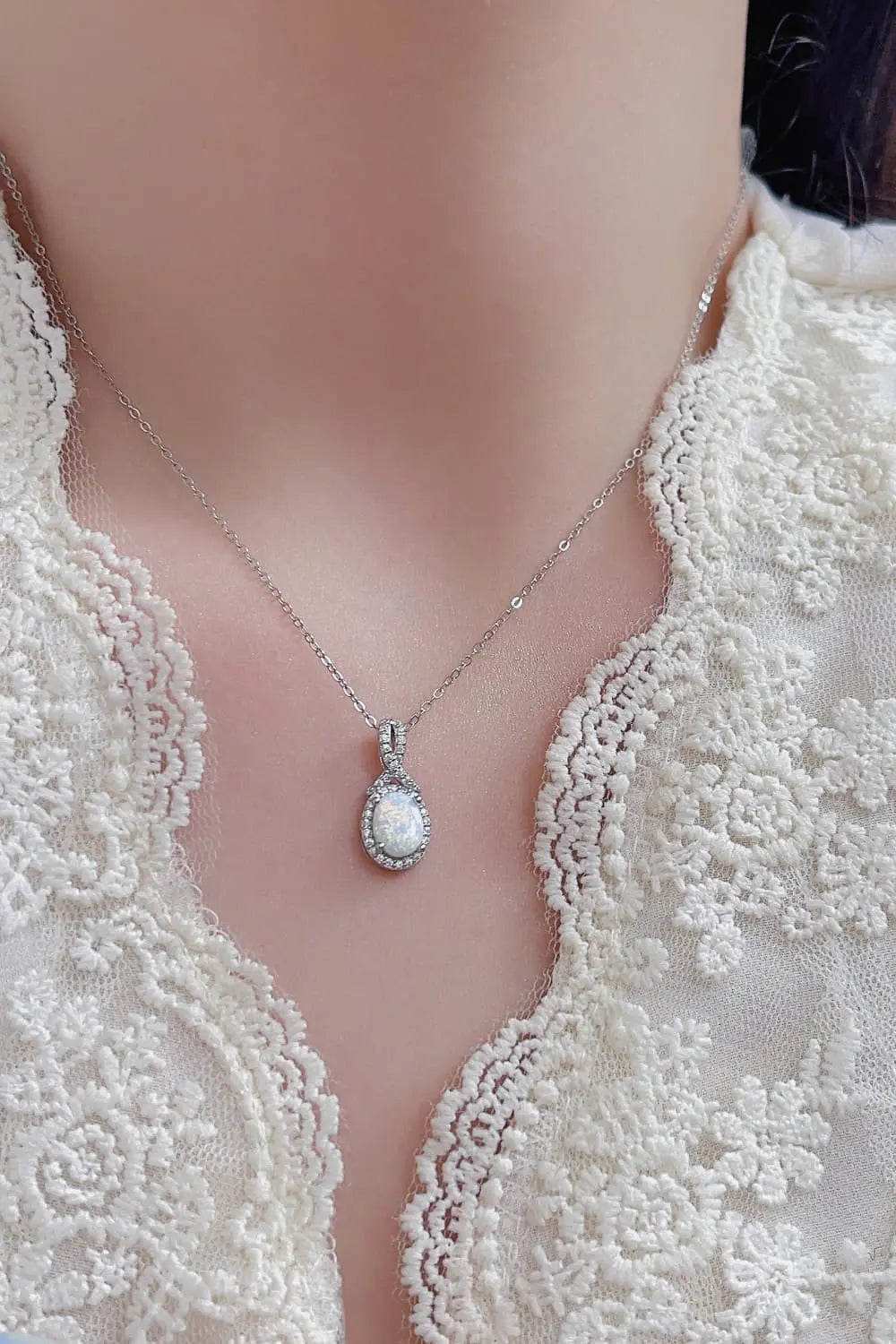 Lovcia Feeling My Best Opal Pendant Necklace-Necklaces-White-One Size-White