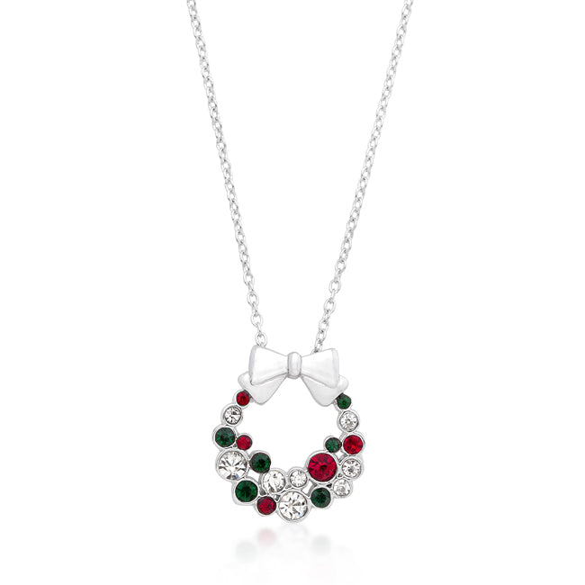 Lovcia Festive Crystal Wreath Necklace-Pendants-