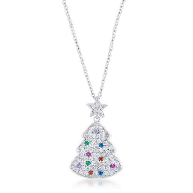 Buy LOVCIA Festive Multicolor Gem Christmas Tree Pendant Necklace - Latest Stylish Pendants for Women
