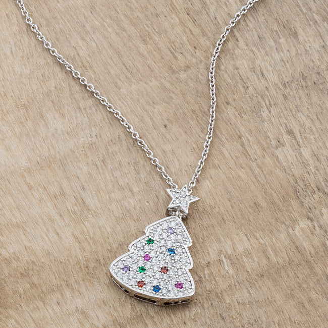 Buy LOVCIA Festive Multicolor Gem Christmas Tree Pendant Necklace - Latest Stylish Pendants for Women
