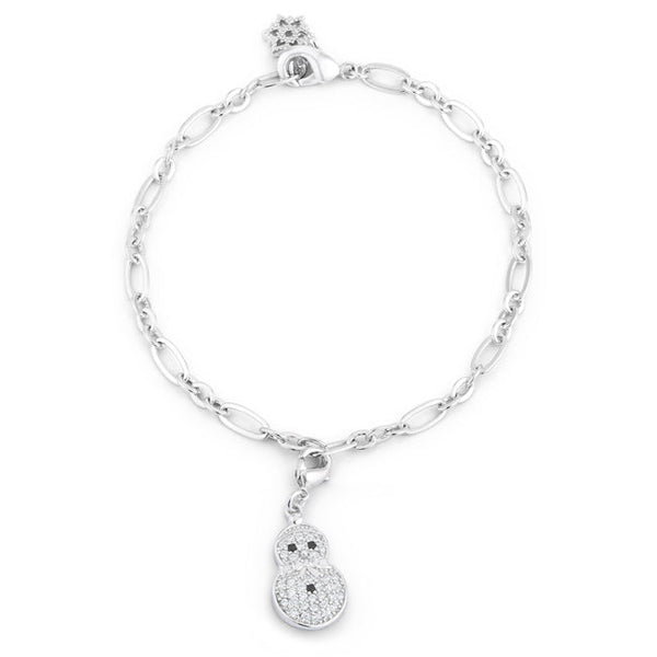 Lovcia Festive Snowman Charm Bracelet with Sparkling CZ Accents-Bracelets-