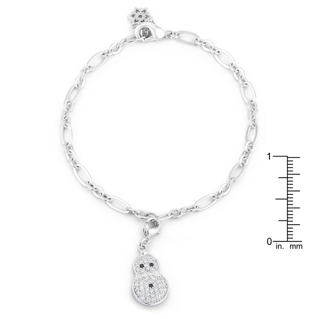 Lovcia Festive Snowman Charm Bracelet with Sparkling CZ Accents-Bracelets-