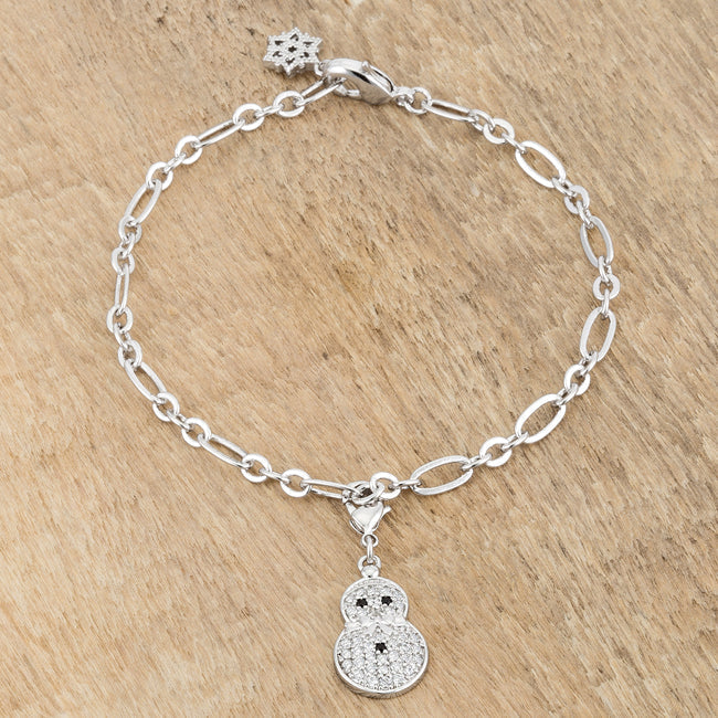 Lovcia Festive Snowman Charm Bracelet with Sparkling CZ Accents-Bracelets-
