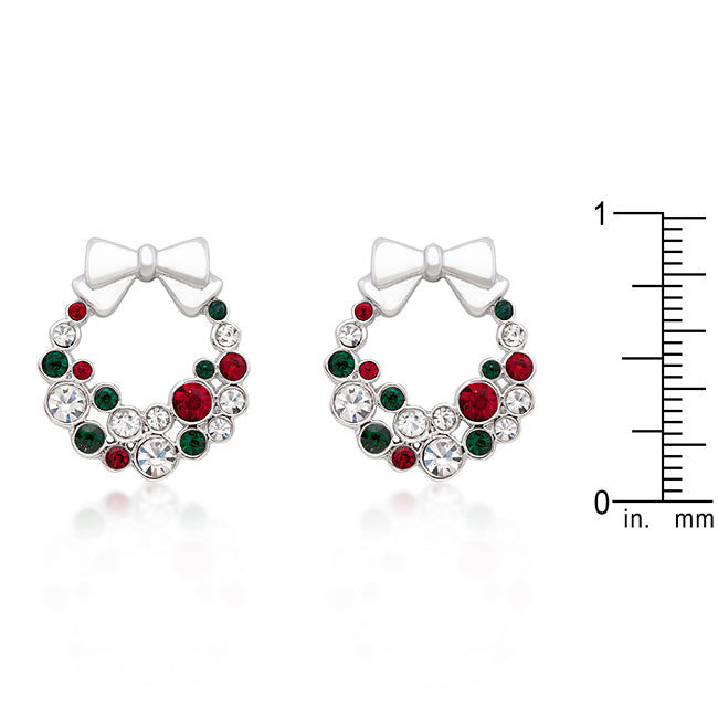 Lovcia Festive Wreath Crystal Holiday Earrings-Earrings-
