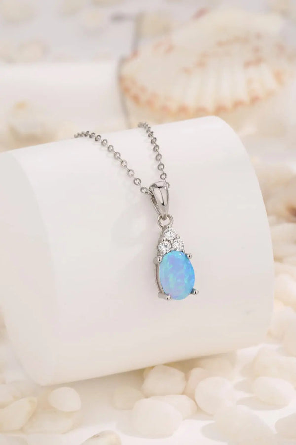 Lovcia Find Your Center Opal Pendant Necklace-Necklaces-Sky Blue-One Size-Sky Blue