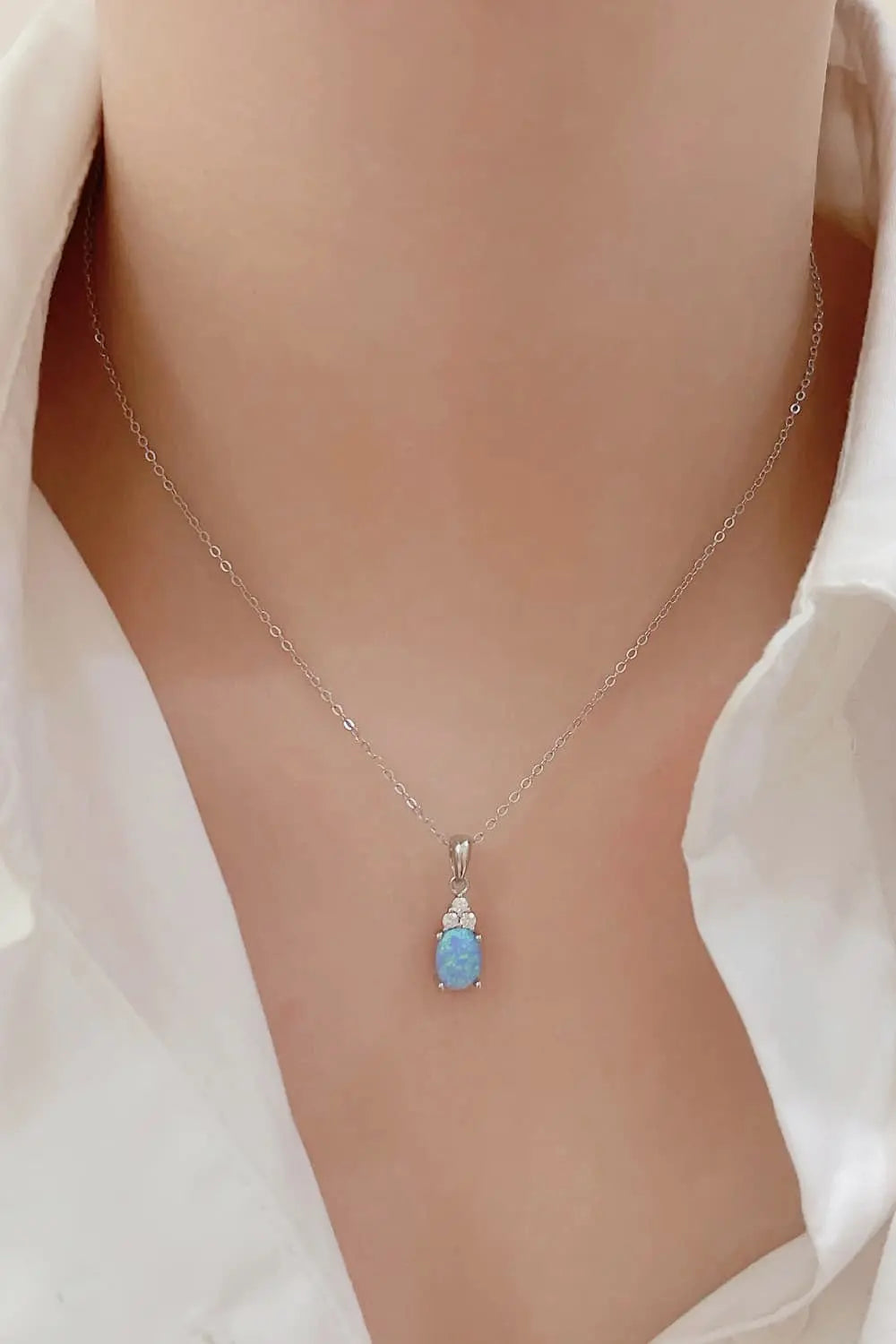 Lovcia Find Your Center Opal Pendant Necklace-Necklaces-Sky Blue-One Size-Sky Blue