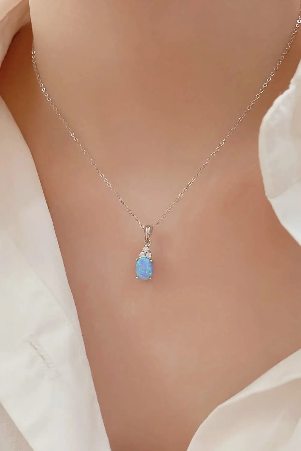 Lovcia Find Your Center Opal Pendant Necklace-Necklaces-Sky Blue-One Size-Sky Blue