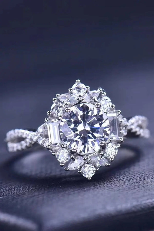 Lovcia Floral 2 Carat Moissanite Crisscross Ring-Rings-Silver-5-Silver