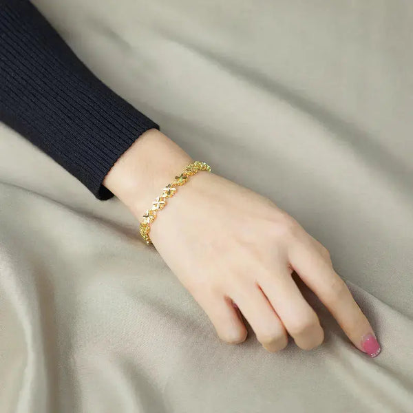 Lovcia Floral Gold Plated Bracelet for Women - Trendy Adjustable Bracelet Jewellery for Women-Bracelets-Gold-Gold