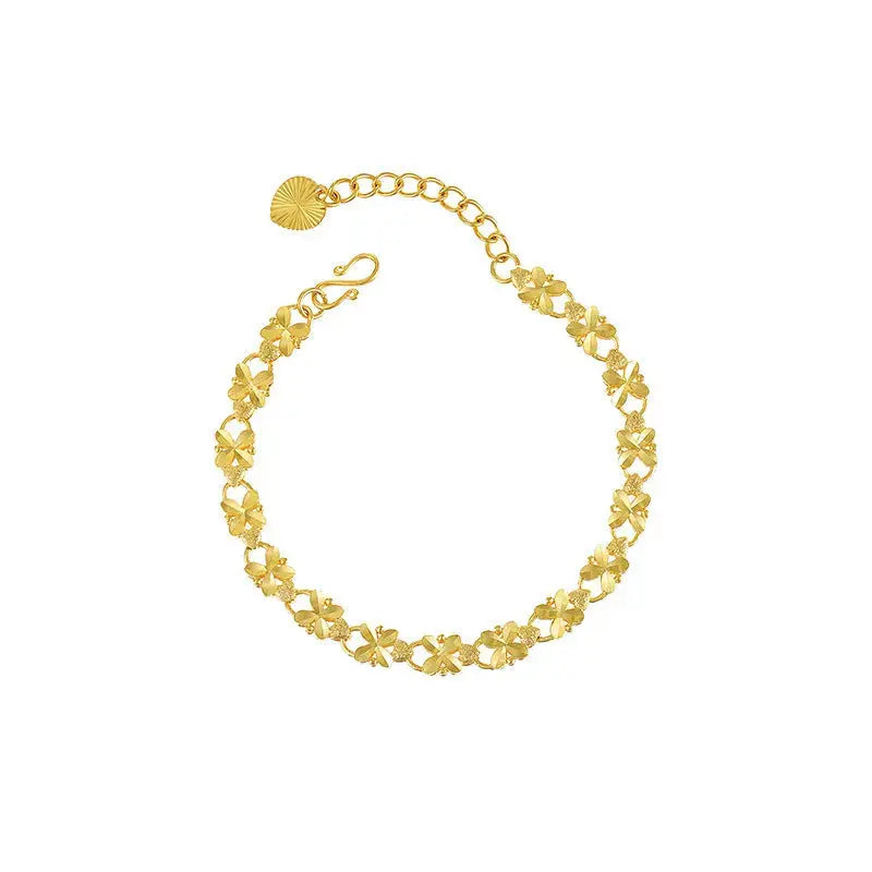 Lovcia Floral Gold Plated Bracelet for Women - Trendy Adjustable Bracelet Jewellery for Women-Bracelets-Gold-Gold
