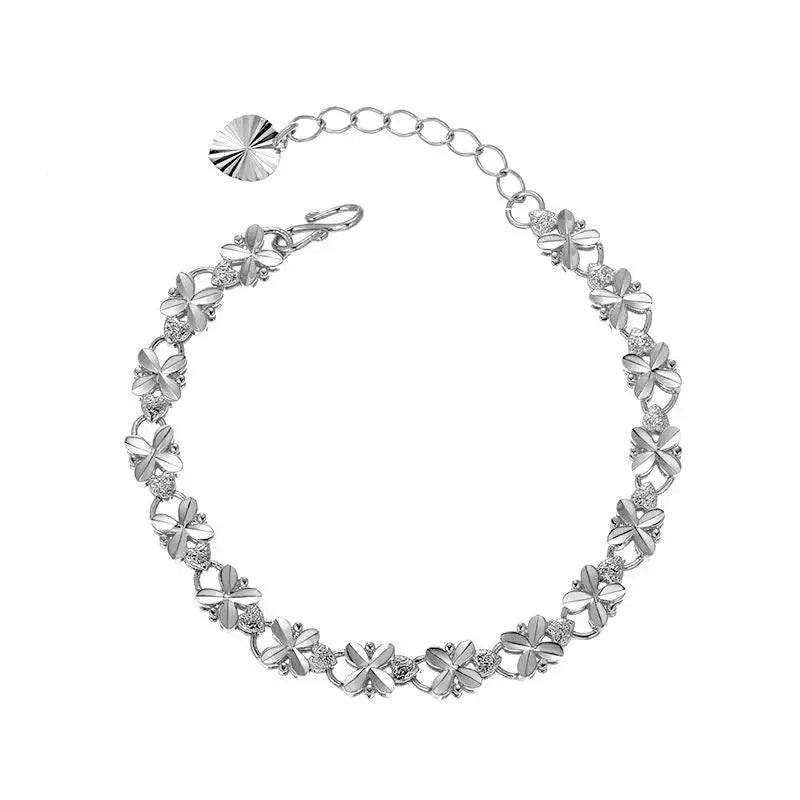 Lovcia Floral Gold Plated Bracelet for Women - Trendy Adjustable Bracelet Jewellery for Women-Bracelets-Silver-Silver