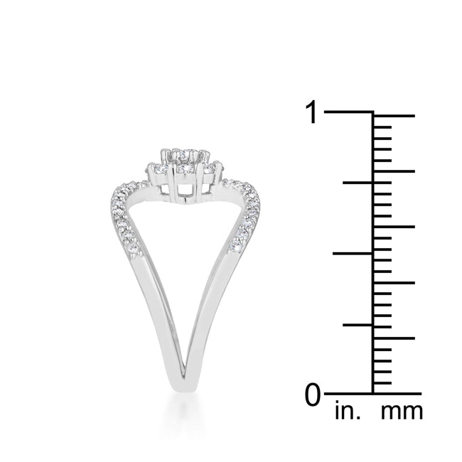 Lovcia Floral Wrap Ring with 0.4ct CZ and Rhodium Finish-Rings-5-5