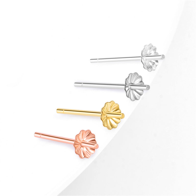 Lovcia Flower Earring Settings 925 Sterling Silver Gold-No Plating-4mm * 0.75mm * 13mm-No Plating