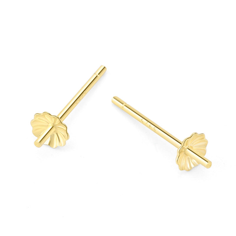 Lovcia Flower Earring Settings 925 Sterling Silver Gold-No Plating-4mm * 0.75mm * 13mm-No Plating