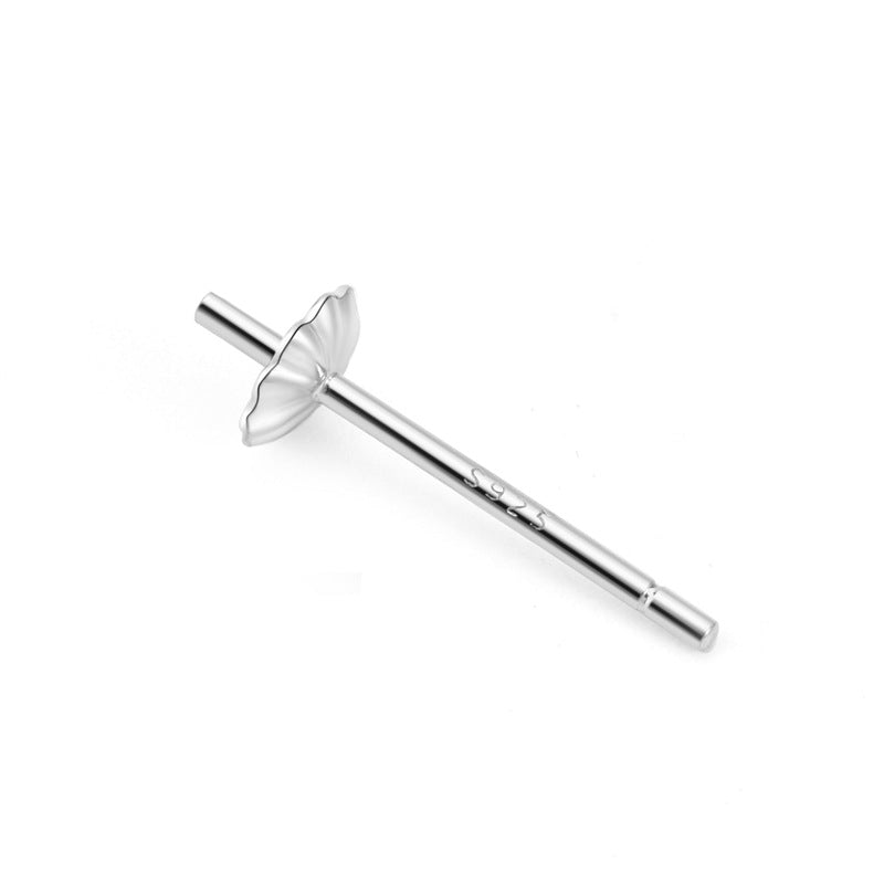 Lovcia Flower Earring Settings 925 Sterling Silver Gold-No Plating-4mm * 0.75mm * 13mm-No Plating