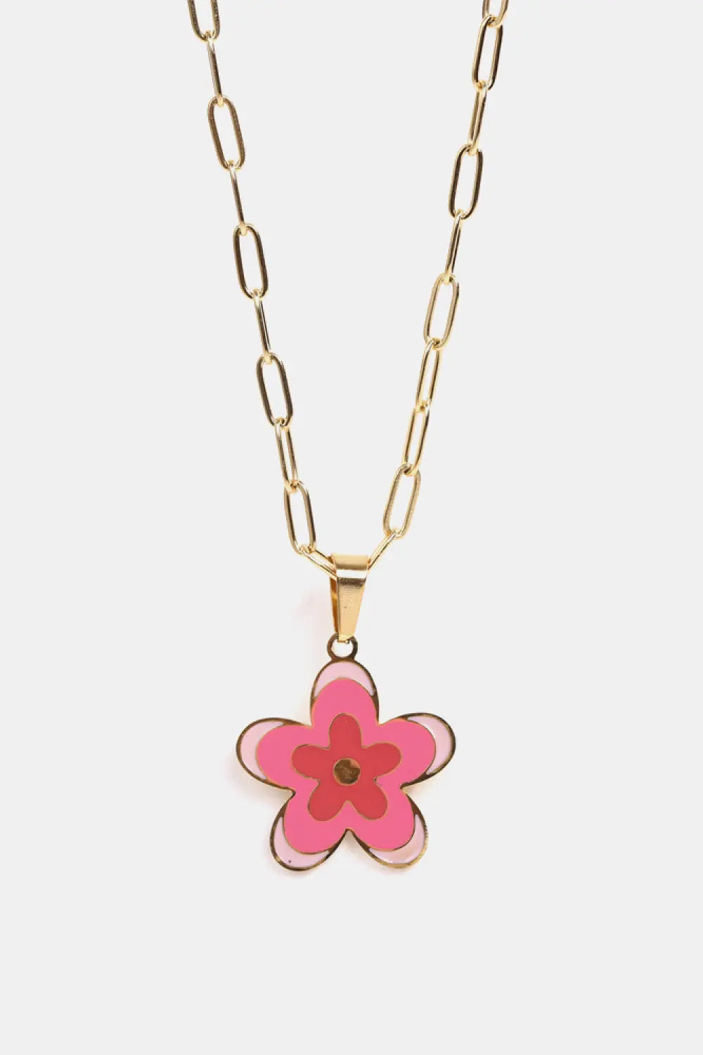 Lovcia Flower Pendant Stainless Steel Necklace-Necklaces-Blush Pink-One Size-Blush Pink