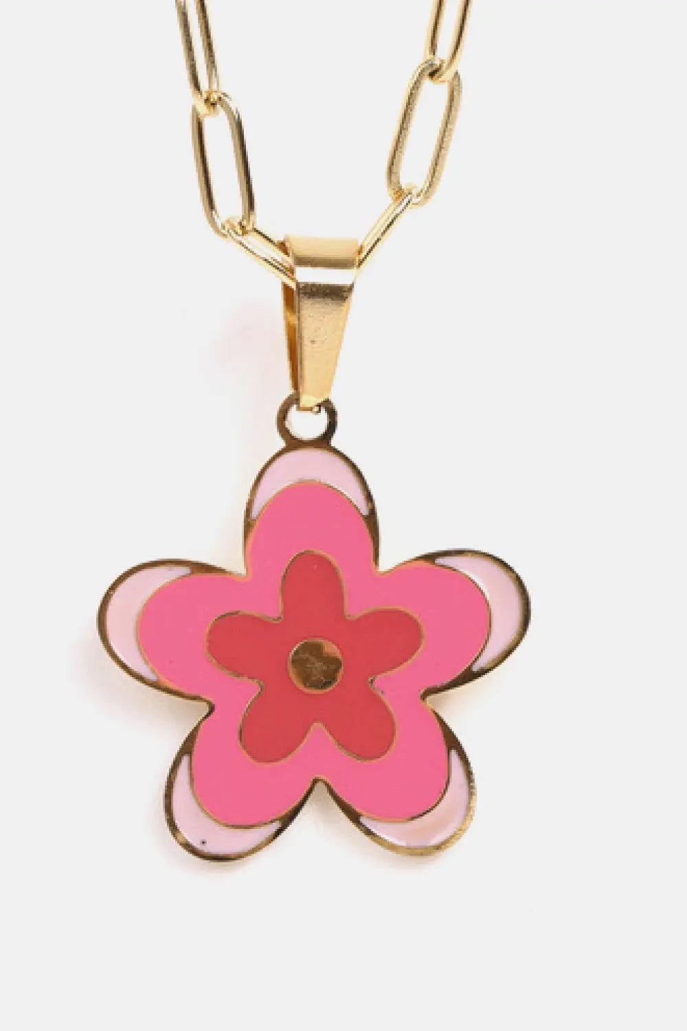 Lovcia Flower Pendant Stainless Steel Necklace-Necklaces-Deep Red-One Size-Deep Red