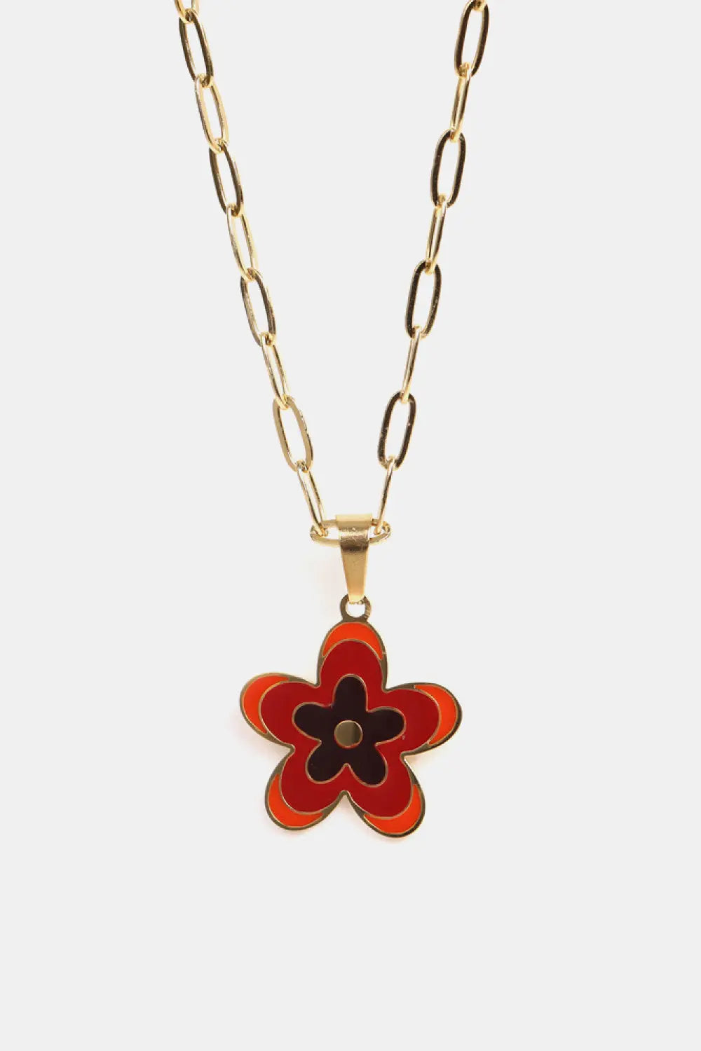 Lovcia Flower Pendant Stainless Steel Necklace-Necklaces-Deep Red-One Size-Deep Red