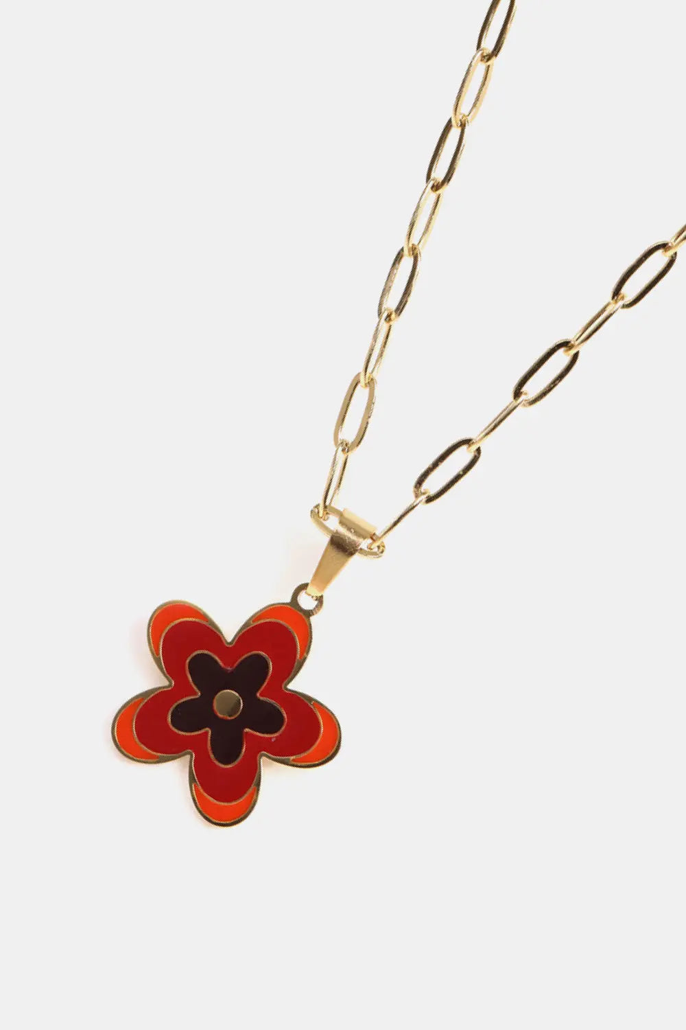 Lovcia Flower Pendant Stainless Steel Necklace-Necklaces-Deep Red-One Size-Deep Red
