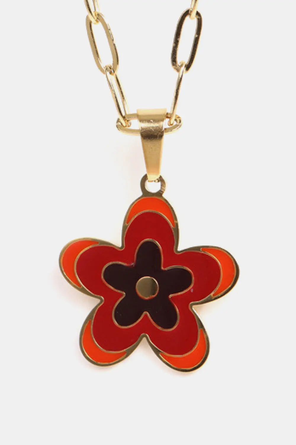 Lovcia Flower Pendant Stainless Steel Necklace-Necklaces-Deep Red-One Size-Deep Red