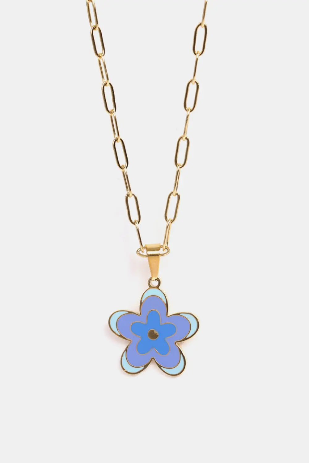Lovcia Flower Pendant Stainless Steel Necklace-Necklaces-Pastel Blue-One Size-Pastel Blue