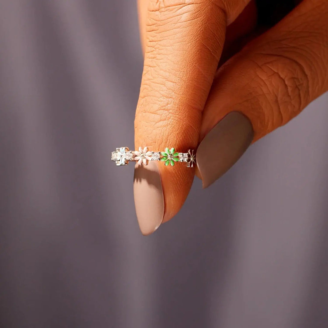 Lovcia Flower Shape 925 Sterling Silver Zircon Ring-Rings-Silver-6-Silver