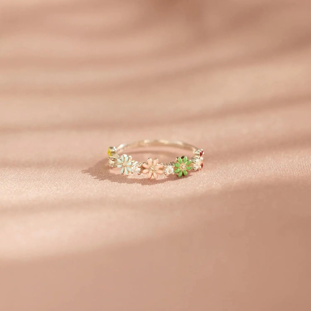 Lovcia Flower Shape 925 Sterling Silver Zircon Ring-Rings-Silver-6-Silver