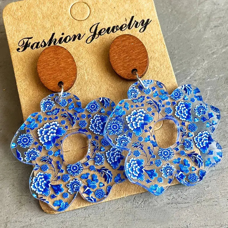 Lovcia Flower Shape Acrylic Dangle Earrings-Earrings-Style A-One Size-Style A