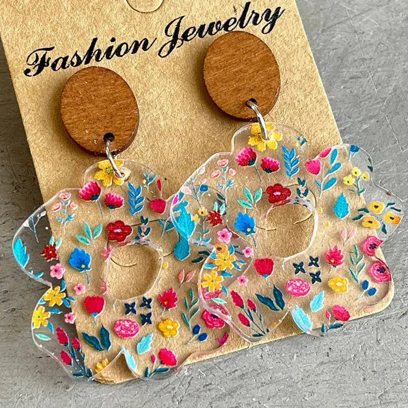 Lovcia Flower Shape Acrylic Dangle Earrings-Earrings-Style E-One Size-Style E