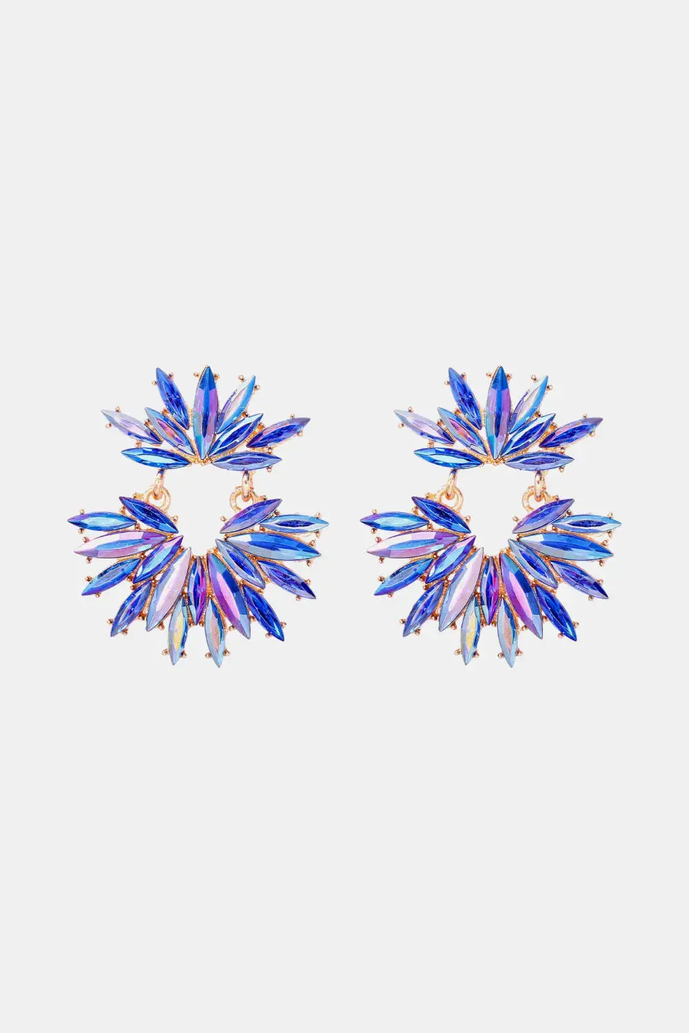 Lovcia Flower Shape Glass Stone Dangle Earrings-Earrings-Cobalt Blue-One Size-Cobalt Blue