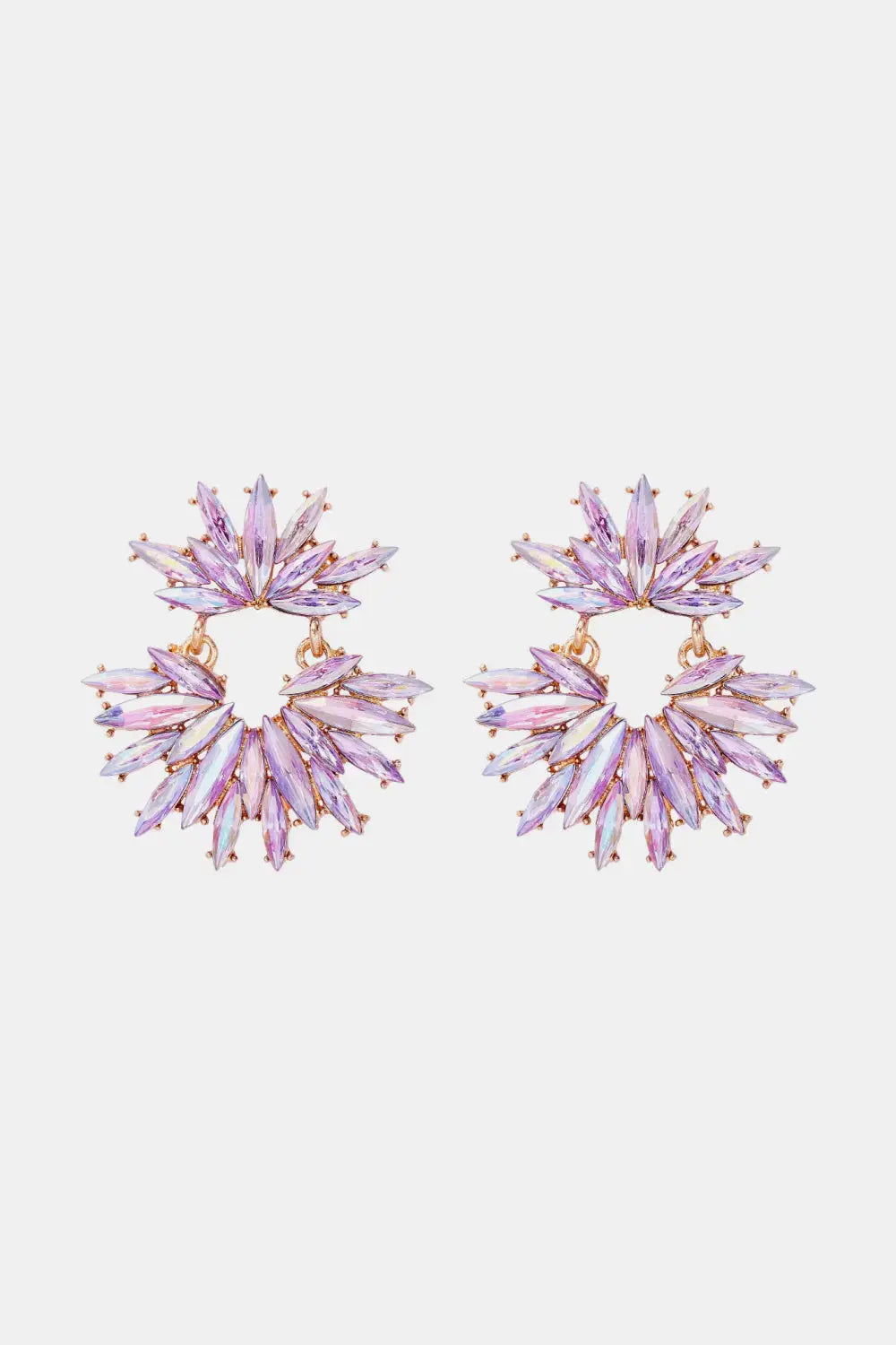 Lovcia Flower Shape Glass Stone Dangle Earrings-Earrings-Lavender-One Size-Lavender