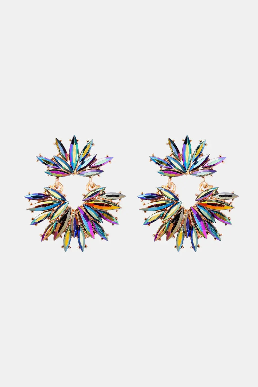 Lovcia Flower Shape Glass Stone Dangle Earrings-Earrings-Shiny-One Size-Shiny