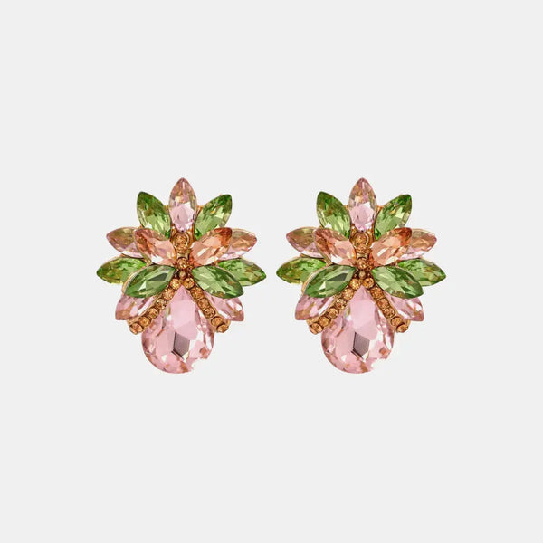 Lovcia Flower Shape Glass Stone Stud Earrings-Earrings-Dusty Pink-One Size-Dusty Pink