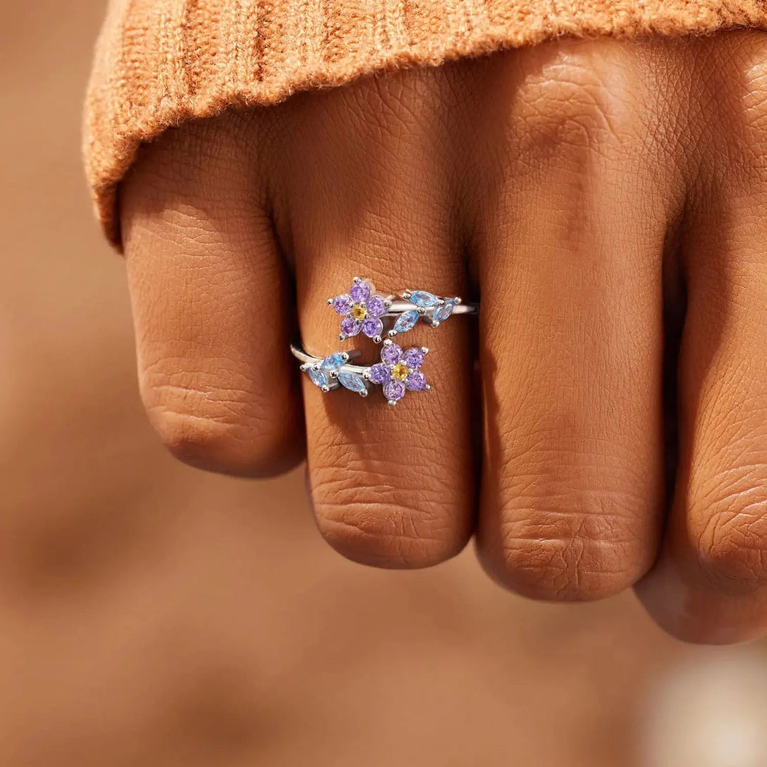 Lovcia Flower Shape Inlaid Zircon 925 Sterling Silver Ring-Rings-Silver-7-Silver