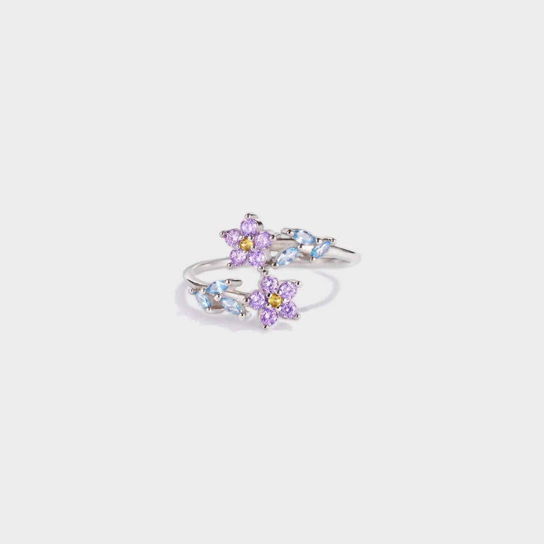 Lovcia Flower Shape Inlaid Zircon 925 Sterling Silver Ring-Rings-Silver-7-Silver