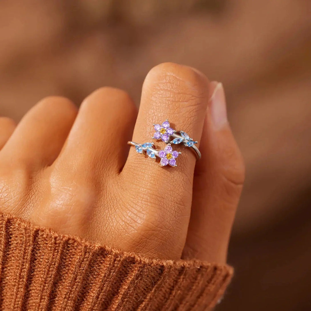 Lovcia Flower Shape Inlaid Zircon 925 Sterling Silver Ring-Rings-Silver-7-Silver