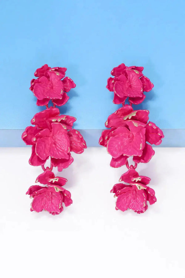Lovcia Flower Shape Zinc Alloy Dangle Earrings-Earrings-Black-One Size-Black