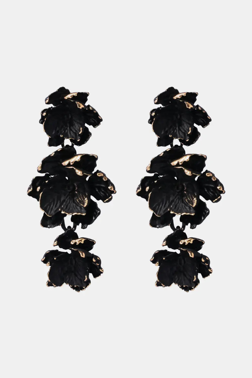 Lovcia Flower Shape Zinc Alloy Dangle Earrings-Earrings-Black-One Size-Black