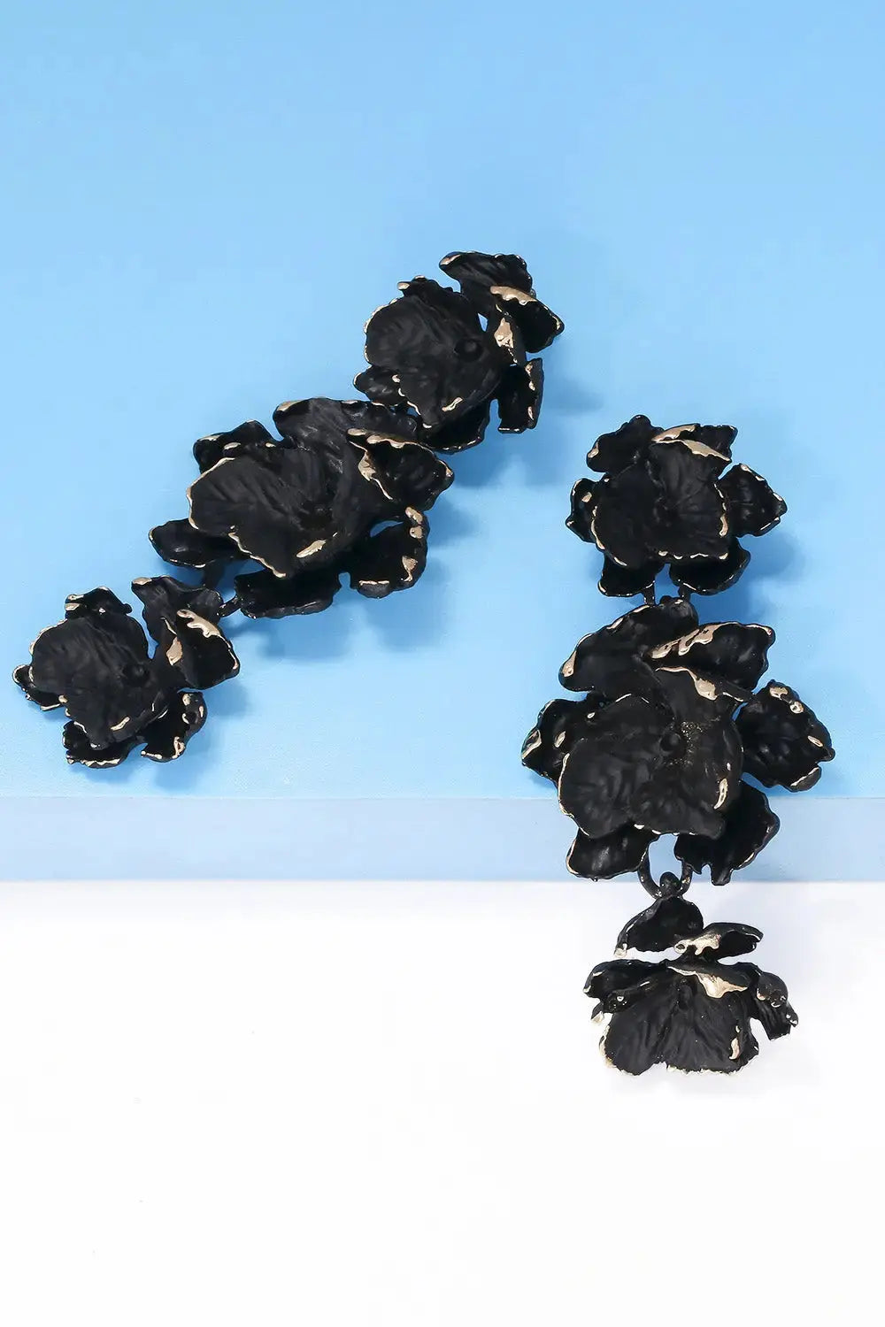 Lovcia Flower Shape Zinc Alloy Dangle Earrings-Earrings-Black-One Size-Black