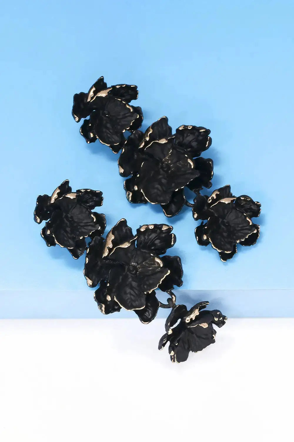 Lovcia Flower Shape Zinc Alloy Dangle Earrings-Earrings-Black-One Size-Black