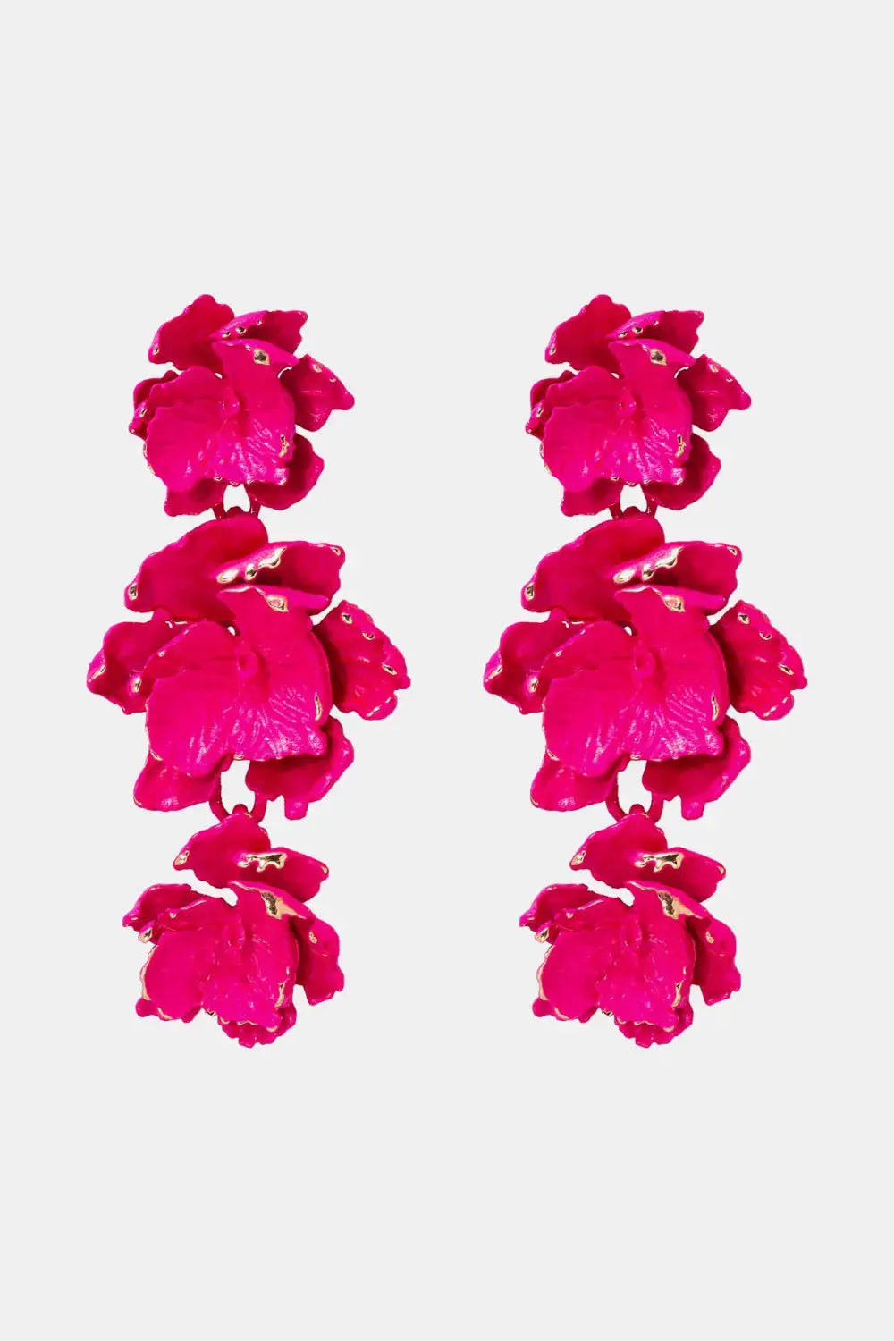 Lovcia Flower Shape Zinc Alloy Dangle Earrings-Earrings-Hot Pink-One Size-Hot Pink