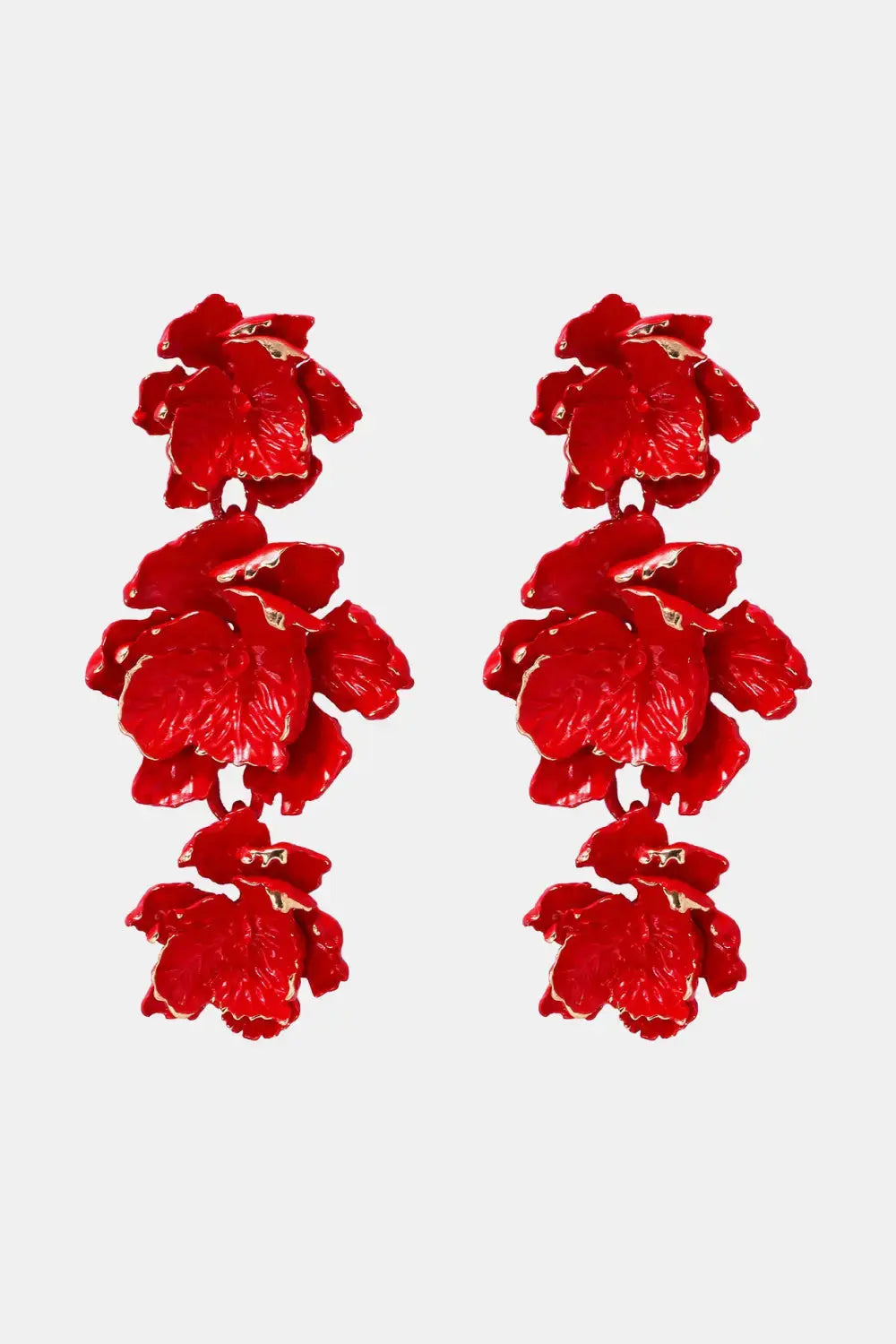 Lovcia Flower Shape Zinc Alloy Dangle Earrings-Earrings-Red-One Size-Red