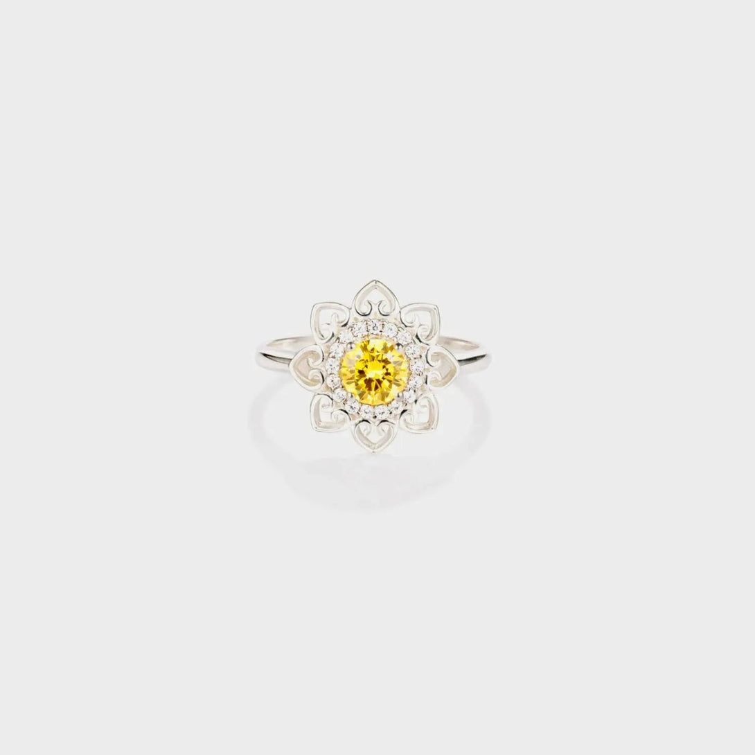 Lovcia Flower Shape Zircon Platinum-Plated 925 Sterling Silver Ring-Rings-Silver-6-Silver
